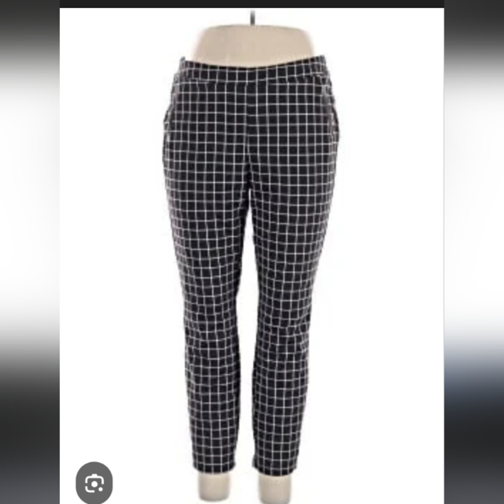 Soho Navy and White Window Pane Stretchy Dressy Pants